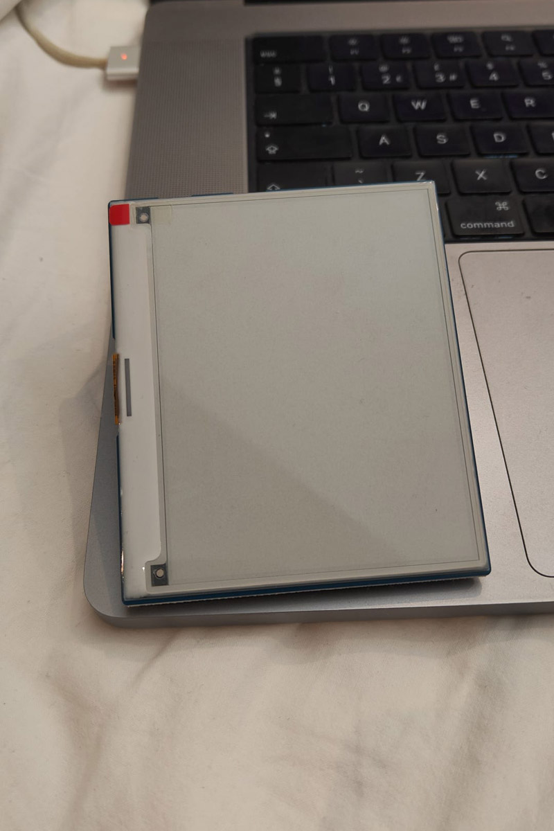 Blank e-ink display, before any code touched it