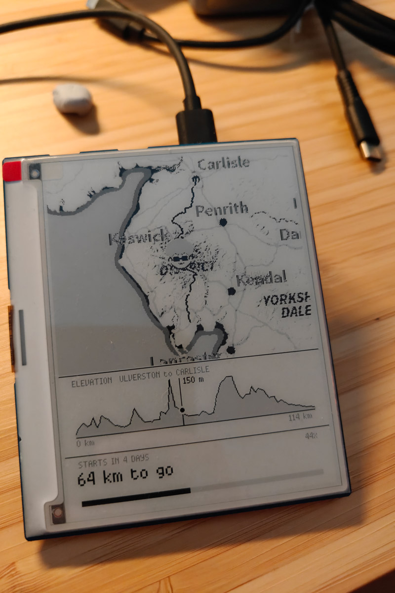 Device zoomed out, showing the whole route across the country