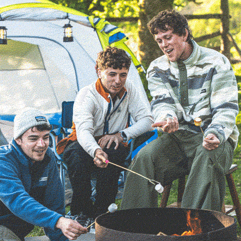 Toasting marshmallows on the fire pit